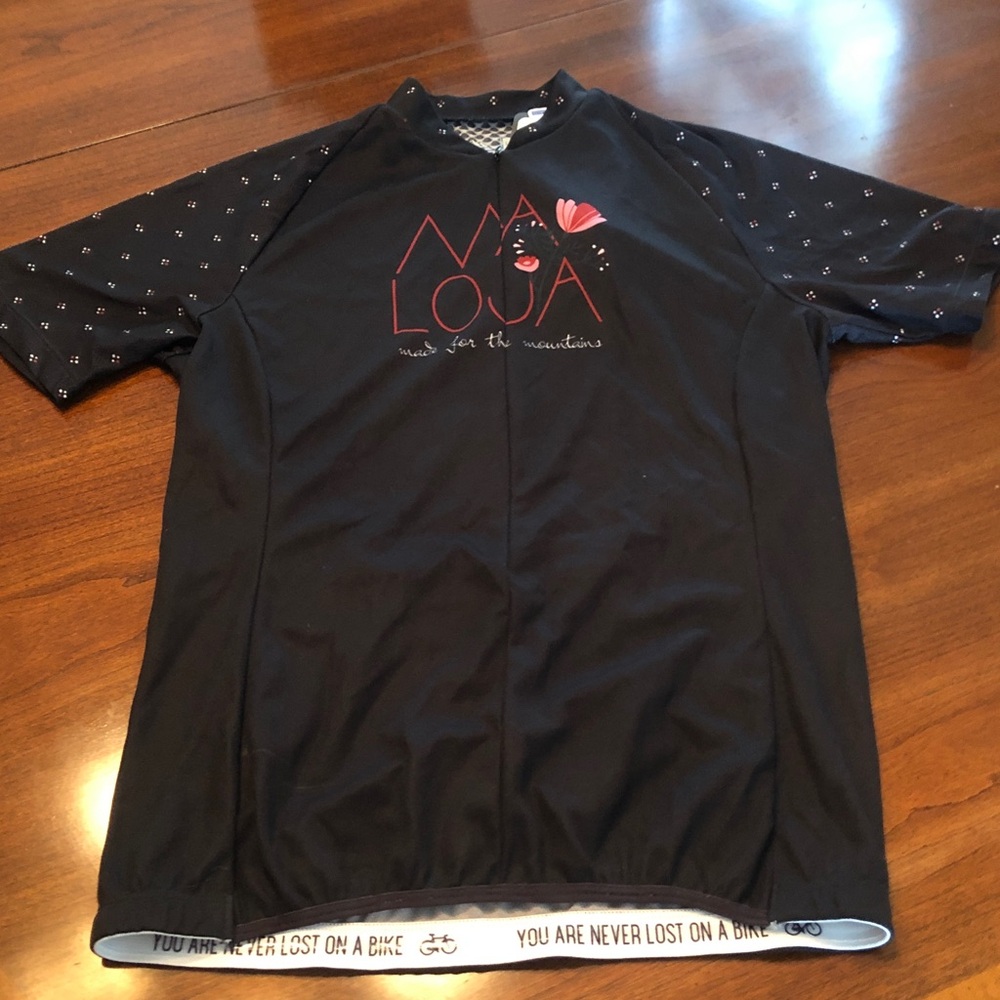 NWT Maloja Black Jersey with Pink Floral Accents, Large